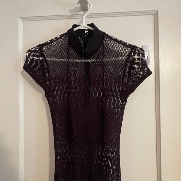 Sheer Crocheted Black Dress - Picture 5 of 5